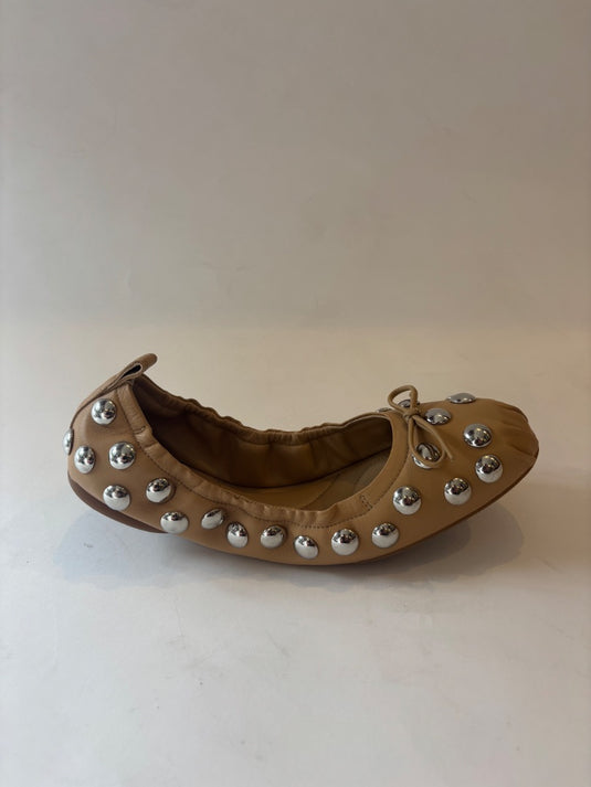 Hogan Studded Leather Flats, Size 41