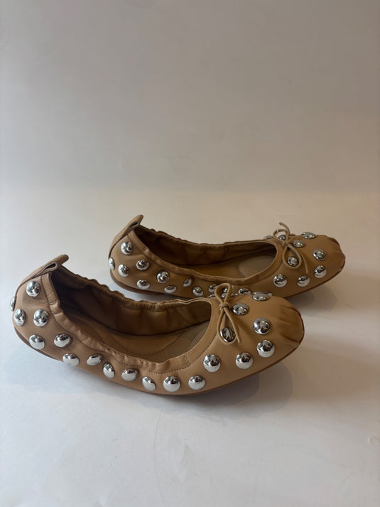 Hogan Studded Leather Flats, Size 41