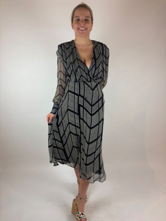 Black patterned Massimo Dutti Dress, S