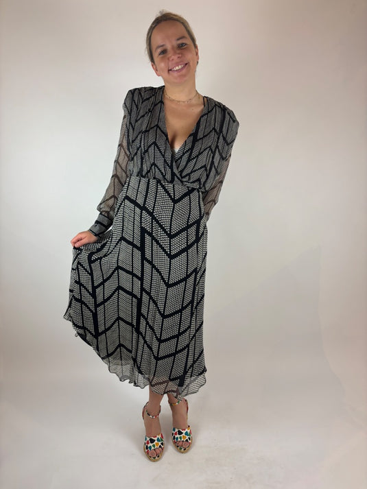 Black patterned Massimo Dutti Dress, S