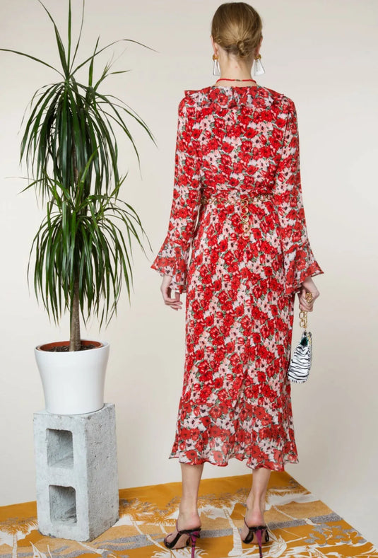 Coleen Diana Floral Print Midi Dress, Size M