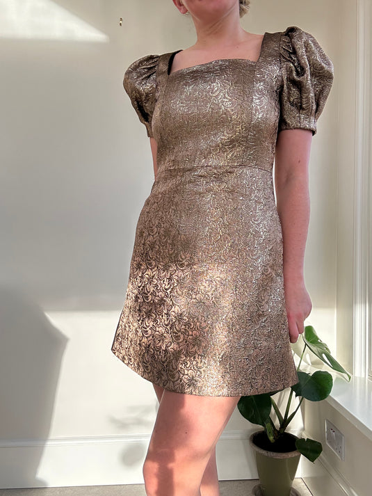 Kalen metallic brocade mini dress, Size S