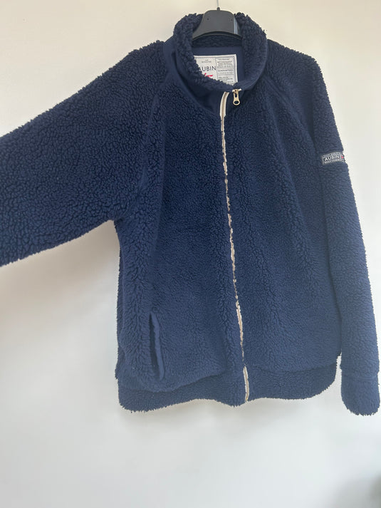 Wool Blend Full Zip Blue Fleece Jacket, Size XL