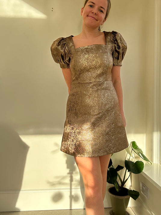 Kalen metallic brocade mini dress, Size S