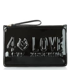 Heron Black Patent Wristlet Clutch Bag