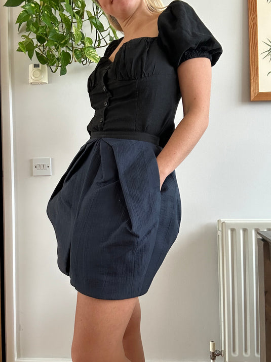 Navy Balloon Skirt, Size 8