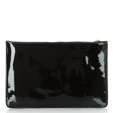 Heron Black Patent Wristlet Clutch Bag