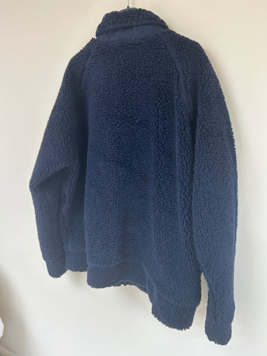 Wool Blend Full Zip Blue Fleece Jacket, Size XL