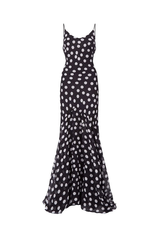 Polka Dot Camille Silk Dress, Size M