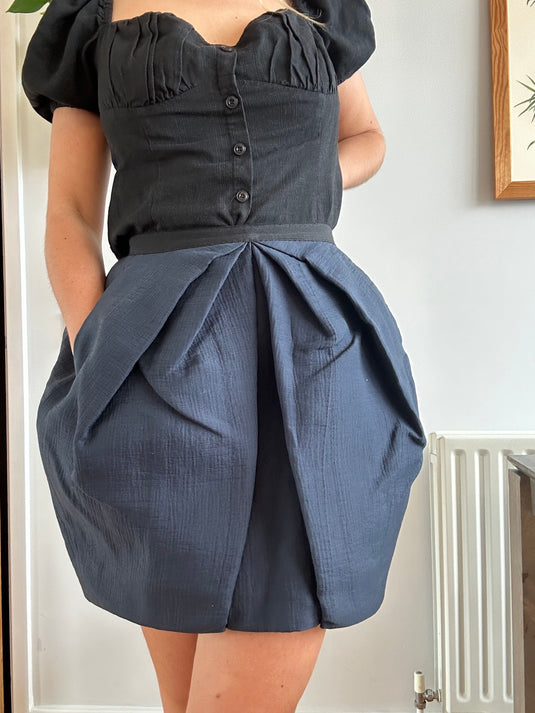 Navy Balloon Skirt, Size 8