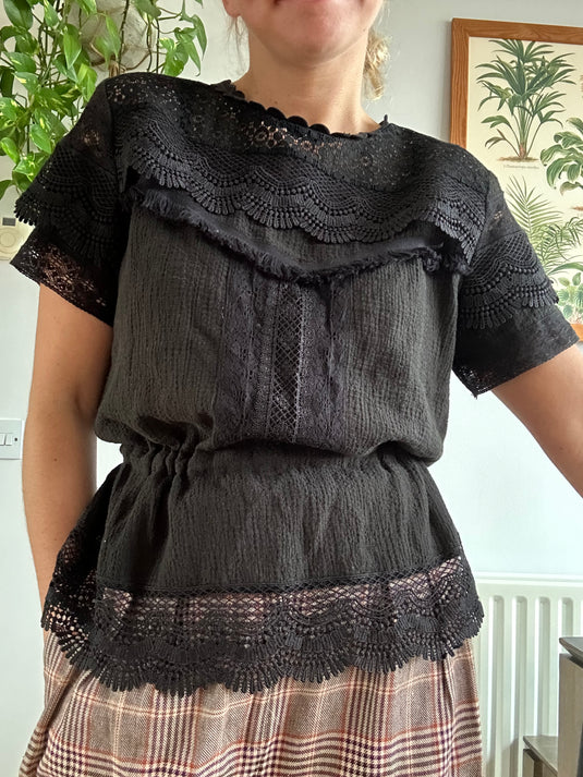 Black Lace Blouse, Size 10