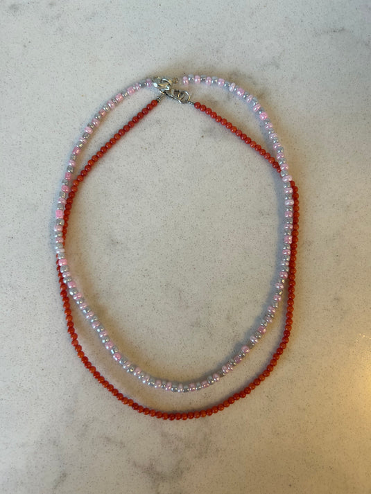 Red Beaded Choker Necklace