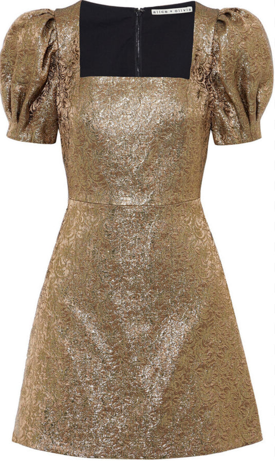 Kalen metallic brocade mini dress, Size S