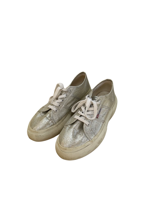 Superga 2287 Silver Platform Trainers, Size 4.5