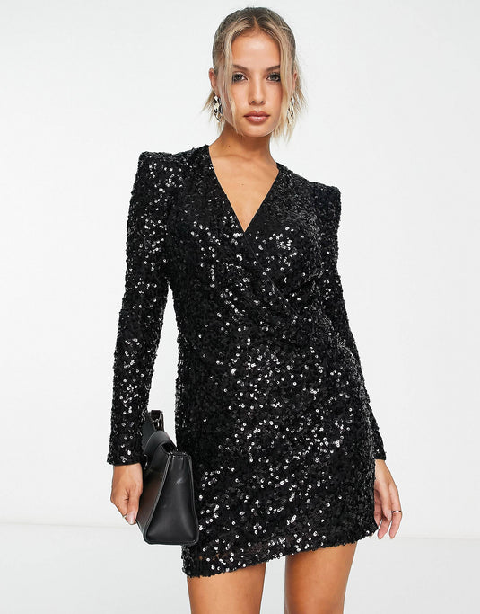 Black Sequin Mini Dress, Size 8