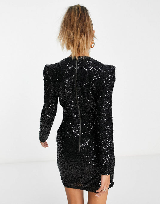 Black Sequin Mini Dress, Size 8